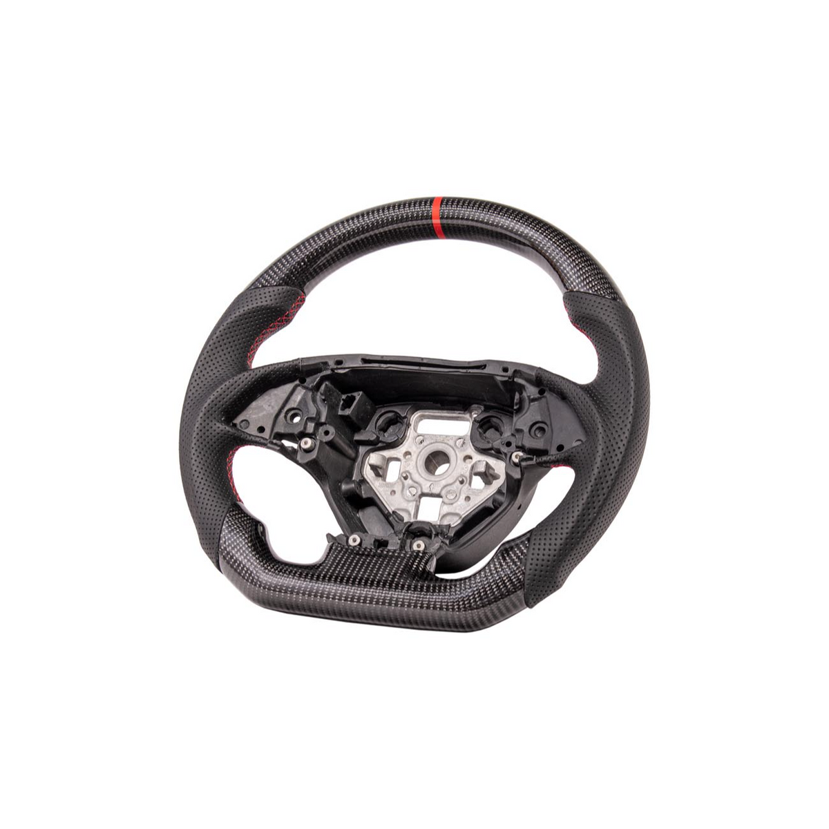 Chevrolet Corvette C7 Black Leather Red Stitching Carbon Fiber Steering Wheel image 9