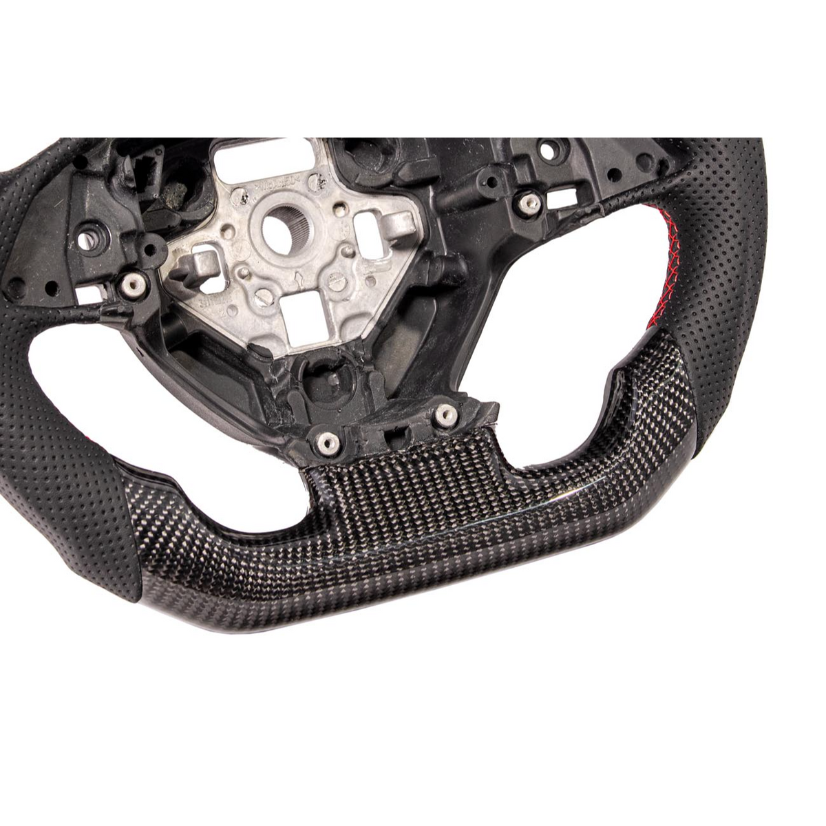 Chevrolet Corvette C7 Black Leather Red Stitching Carbon Fiber Steering Wheel image 10