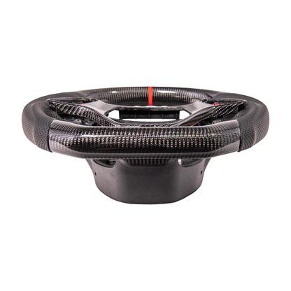 Chevrolet Corvette C7 Black Leather Red Stitching Carbon Fiber Steering Wheel image 13