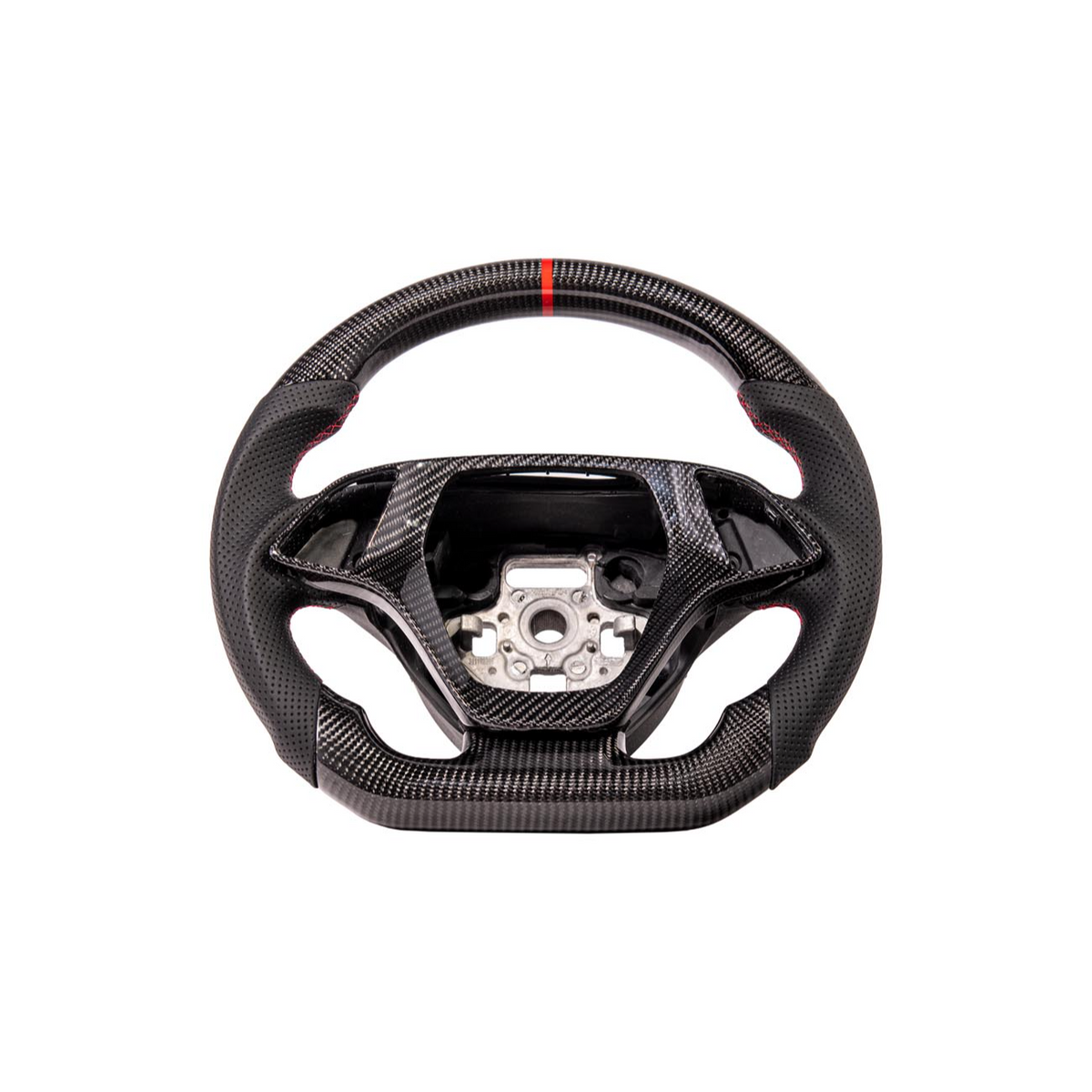 Chevrolet Corvette C7 Black Leather Red Stitching Carbon Fiber Steering Wheel image 16
