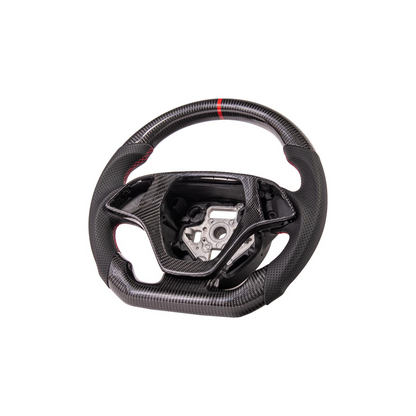 Chevrolet Corvette C7 Black Leather Red Stitching Carbon Fiber Steering Wheel image 11