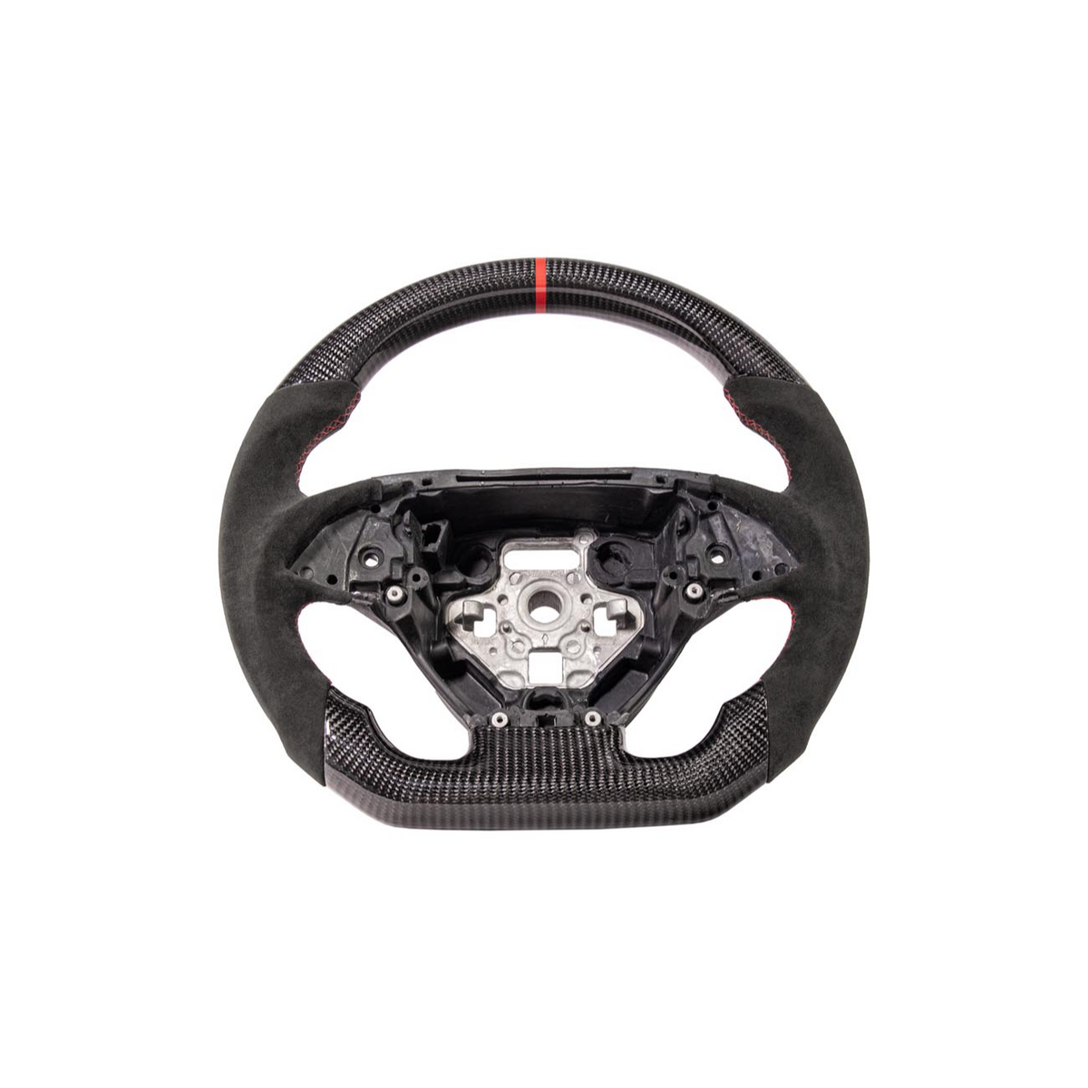 Chevrolet Corvette C7 Black Leather Red Stitching Carbon Fiber Steering Wheel image 3