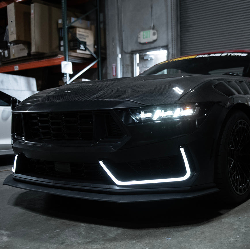 2024-Up Mustang | Dark Horse Style Front Bumper Cover Lip w/ LED Side Grille image 4