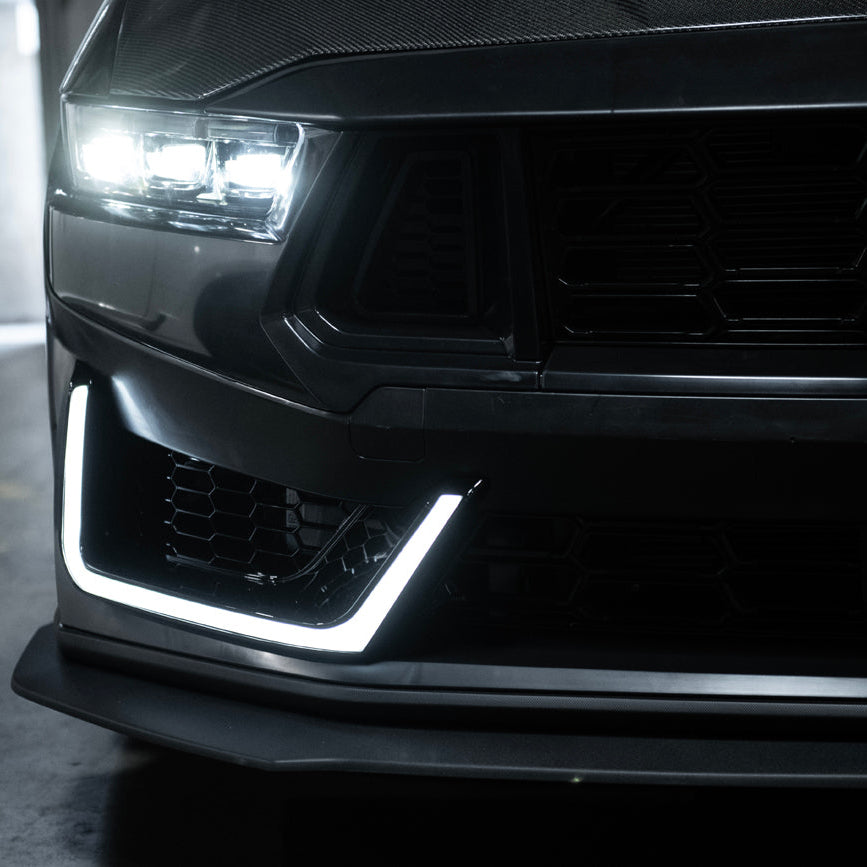 2024-Up Mustang | Dark Horse Style Front Bumper Cover Lip w/ LED Side Grille image 7