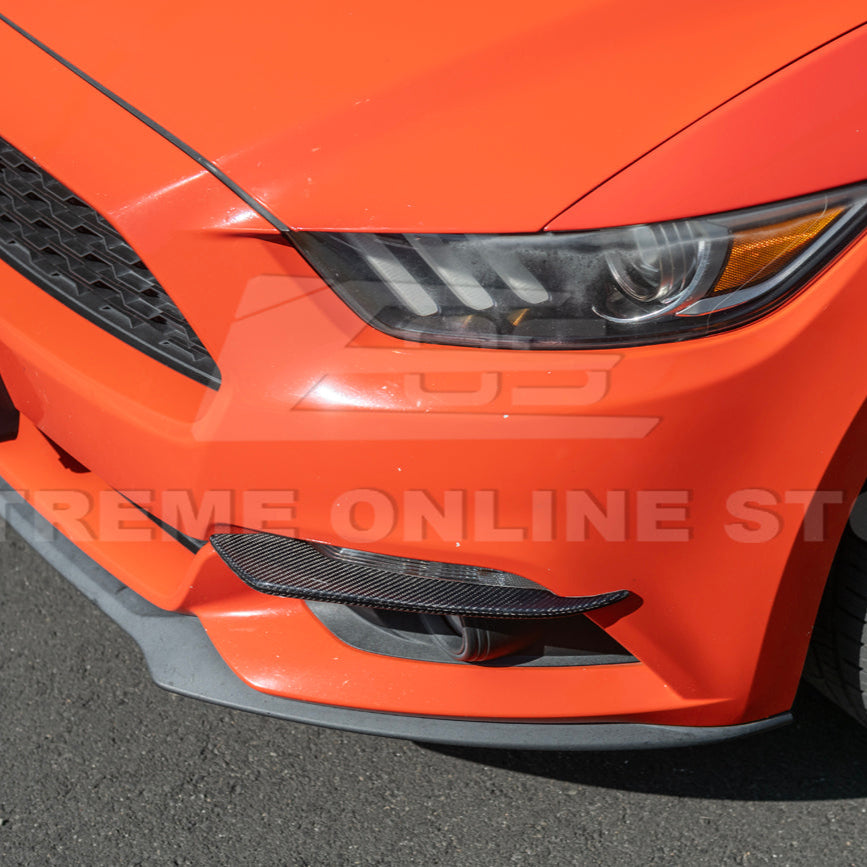 2015-17 Ford Mustang DRY CARBON FIBER Front Bumper Fog Light Eyebrow Trim Pair image 11