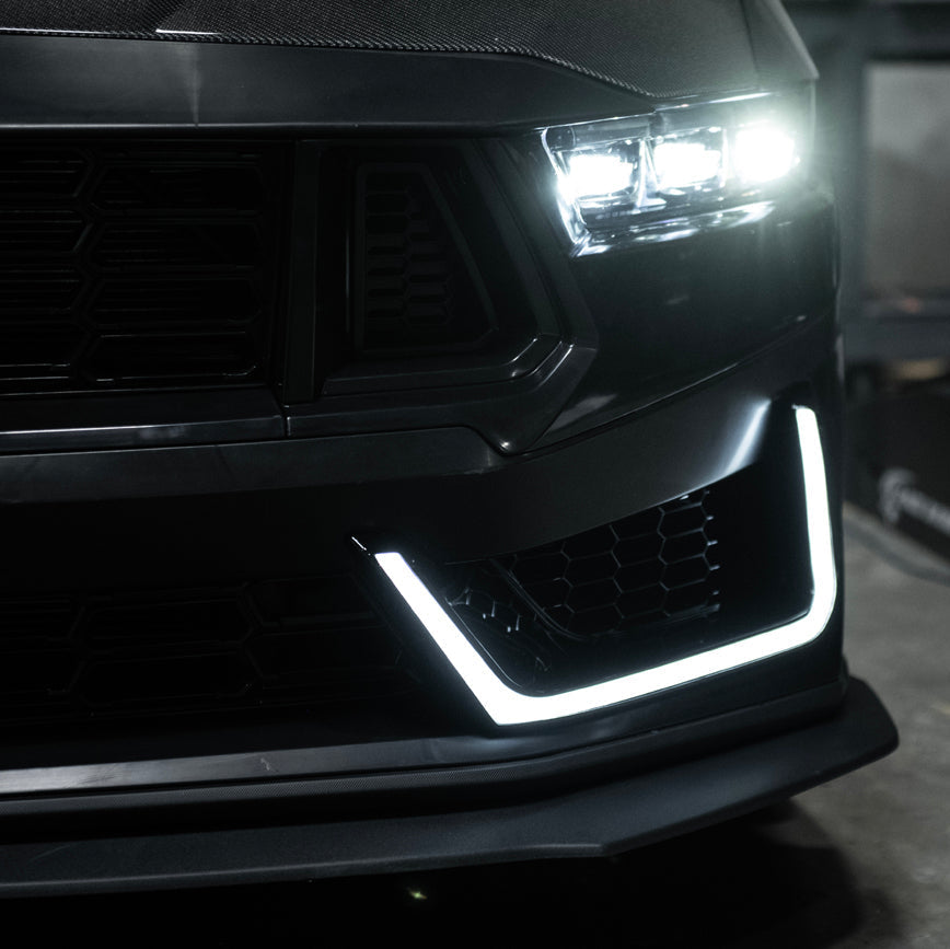 2024-Up Mustang | Dark Horse Style Front Bumper Cover Lip w/ LED Side Grille image 8