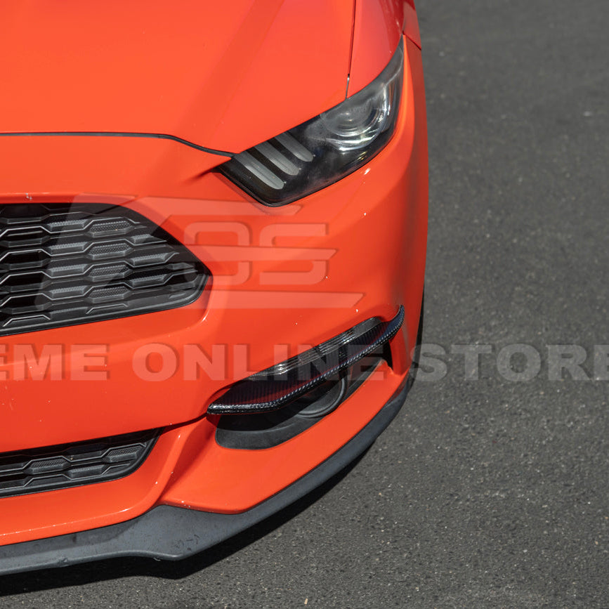 2015-17 Ford Mustang DRY CARBON FIBER Front Bumper Fog Light Eyebrow Trim Pair image 13
