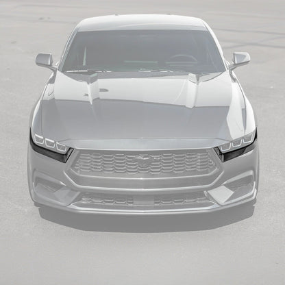2024-Up Ford Mustang DRY CARBON FIBER Headlight Eyebrow Trim Cover Pair image 2