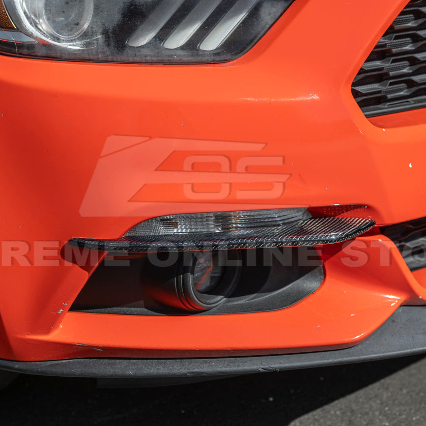 2015-17 Ford Mustang DRY CARBON FIBER Front Bumper Fog Light Eyebrow Trim Pair image 16
