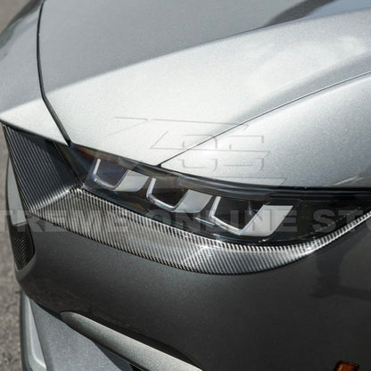 2024-Up Ford Mustang DRY CARBON FIBER Headlight Eyebrow Trim Cover Pair image 12