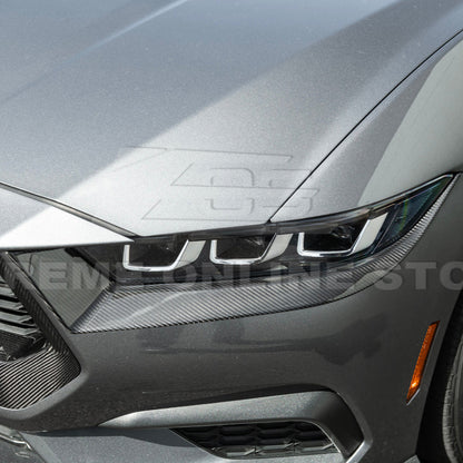 2024-Up Ford Mustang DRY CARBON FIBER Headlight Eyebrow Trim Cover Pair image 11