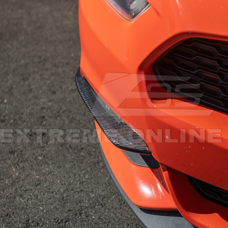 2015-17 Ford Mustang DRY CARBON FIBER Front Bumper Fog Light Eyebrow Trim Pair image 18