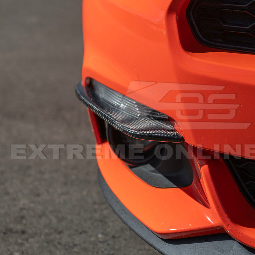2015-17 Ford Mustang DRY CARBON FIBER Front Bumper Fog Light Eyebrow Trim Pair image 19