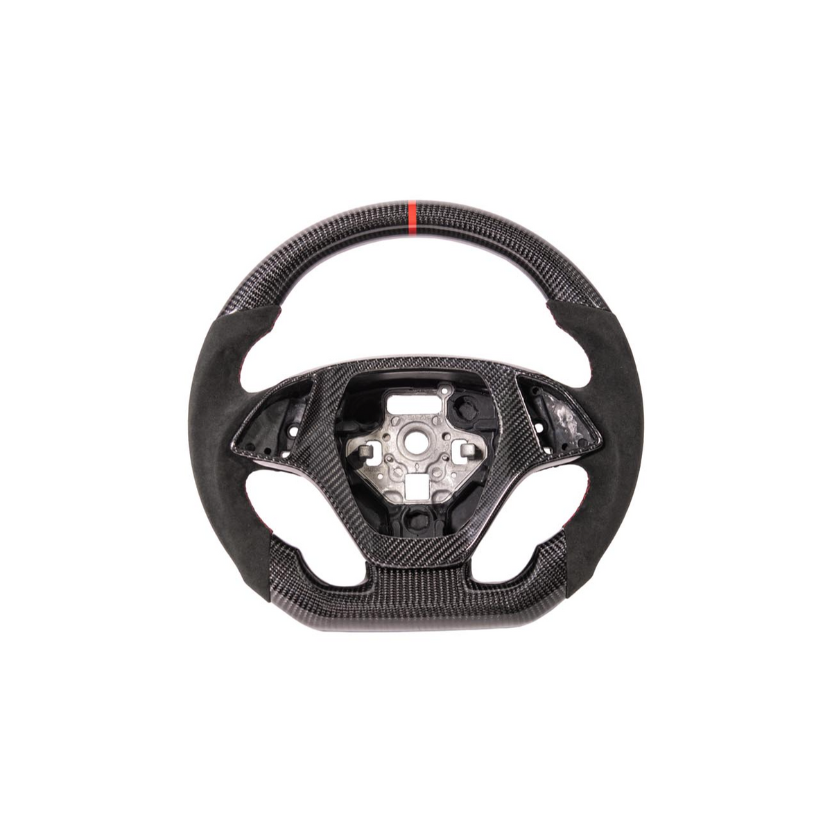 Chevrolet Corvette C7 Black Leather Red Stitching Carbon Fiber Steering Wheel image 4