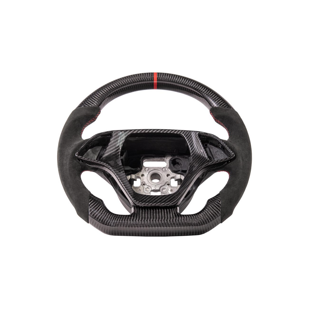 Chevrolet Corvette C7 Black Leather Red Stitching Carbon Fiber Steering Wheel image 23