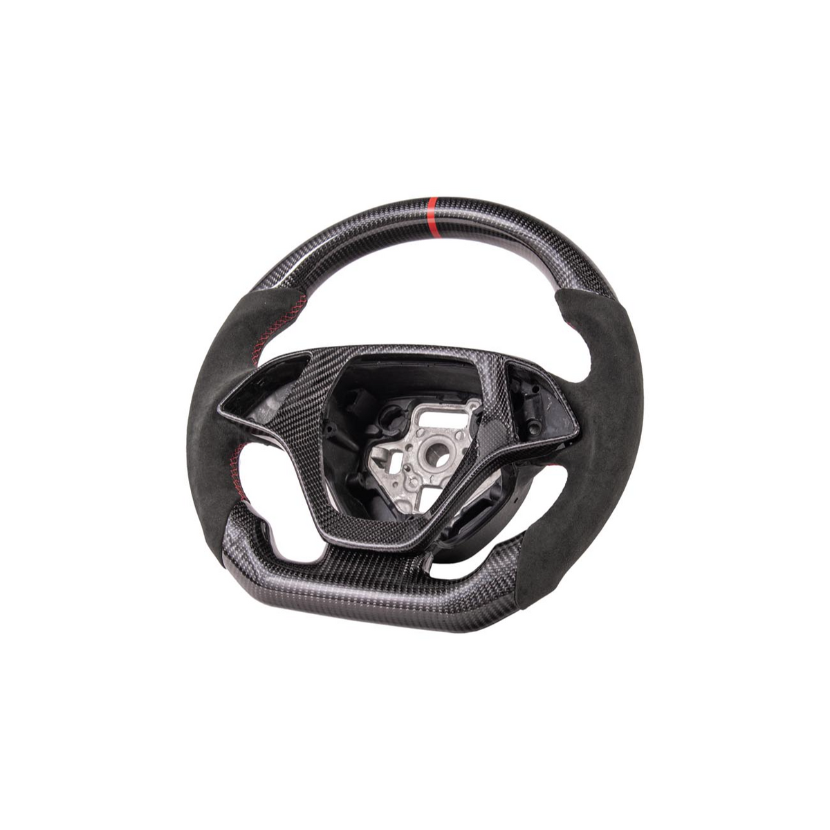 Chevrolet Corvette C7 Black Leather Red Stitching Carbon Fiber Steering Wheel image 24