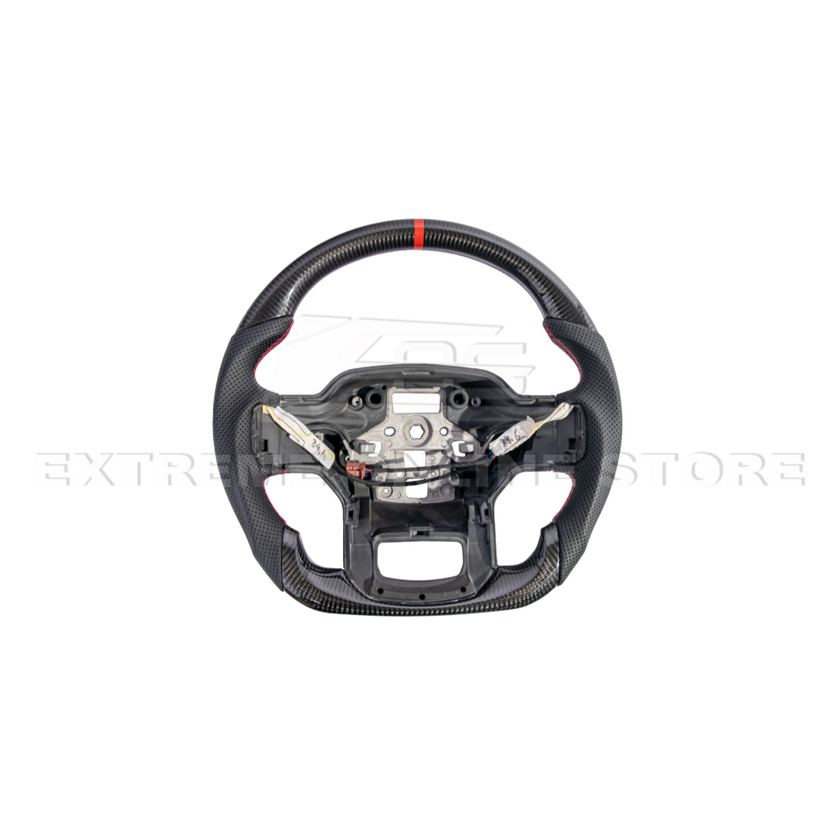 2021-Up Ford F-150 CARBON FIBER Perforated Leather Red Stripe Steering Wheel image 3