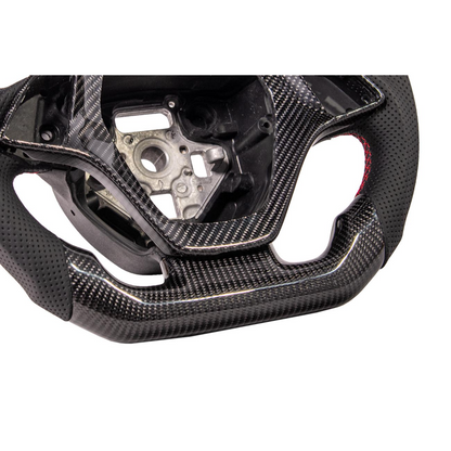 Chevrolet Corvette C7 Black Leather Red Stitching Carbon Fiber Steering Wheel image 12