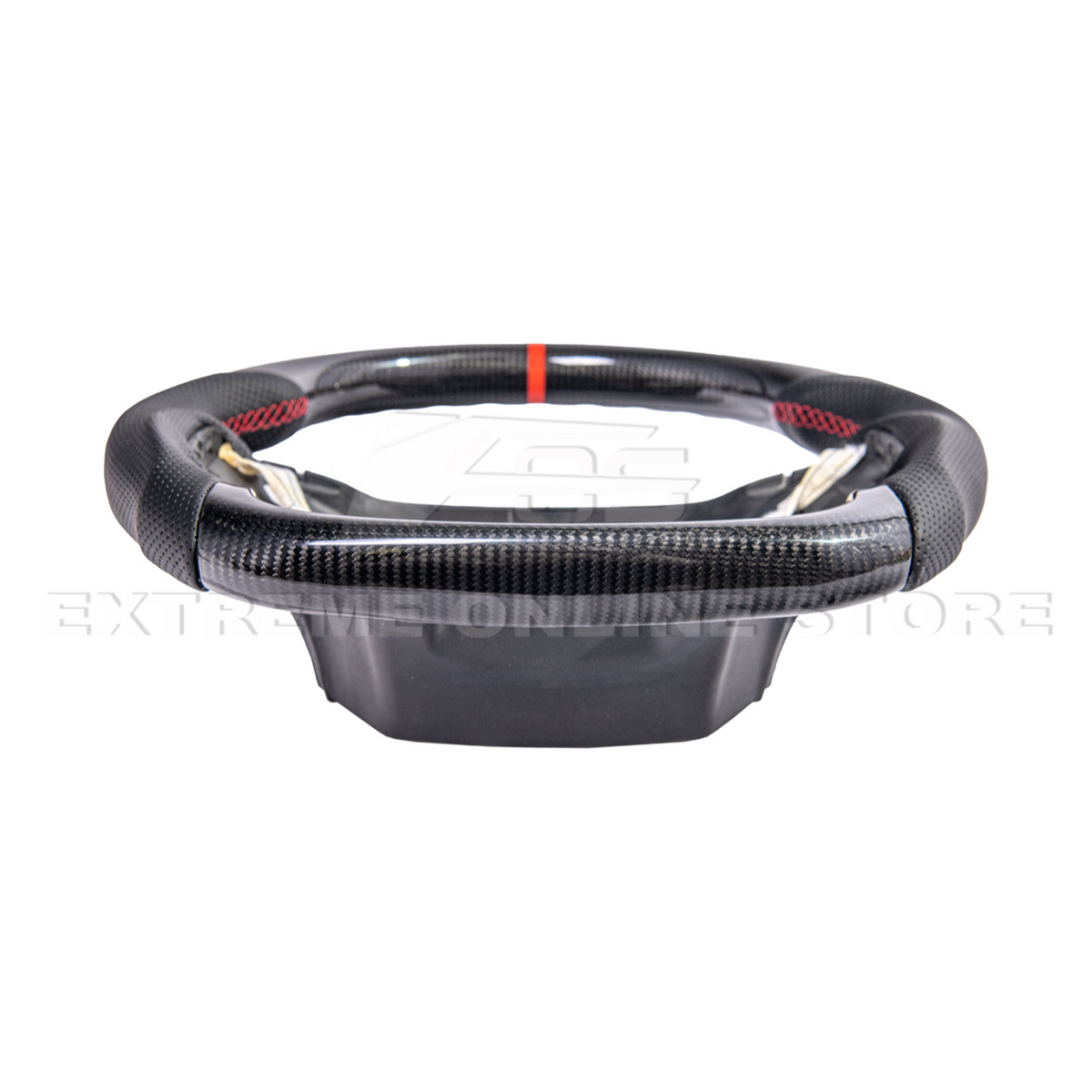 2021-Up Ford F-150 CARBON FIBER Perforated Leather Red Stripe Steering Wheel image 7