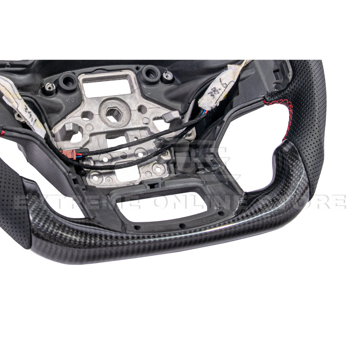 2021-Up Ford F-150 CARBON FIBER Perforated Leather Red Stripe Steering Wheel image 10