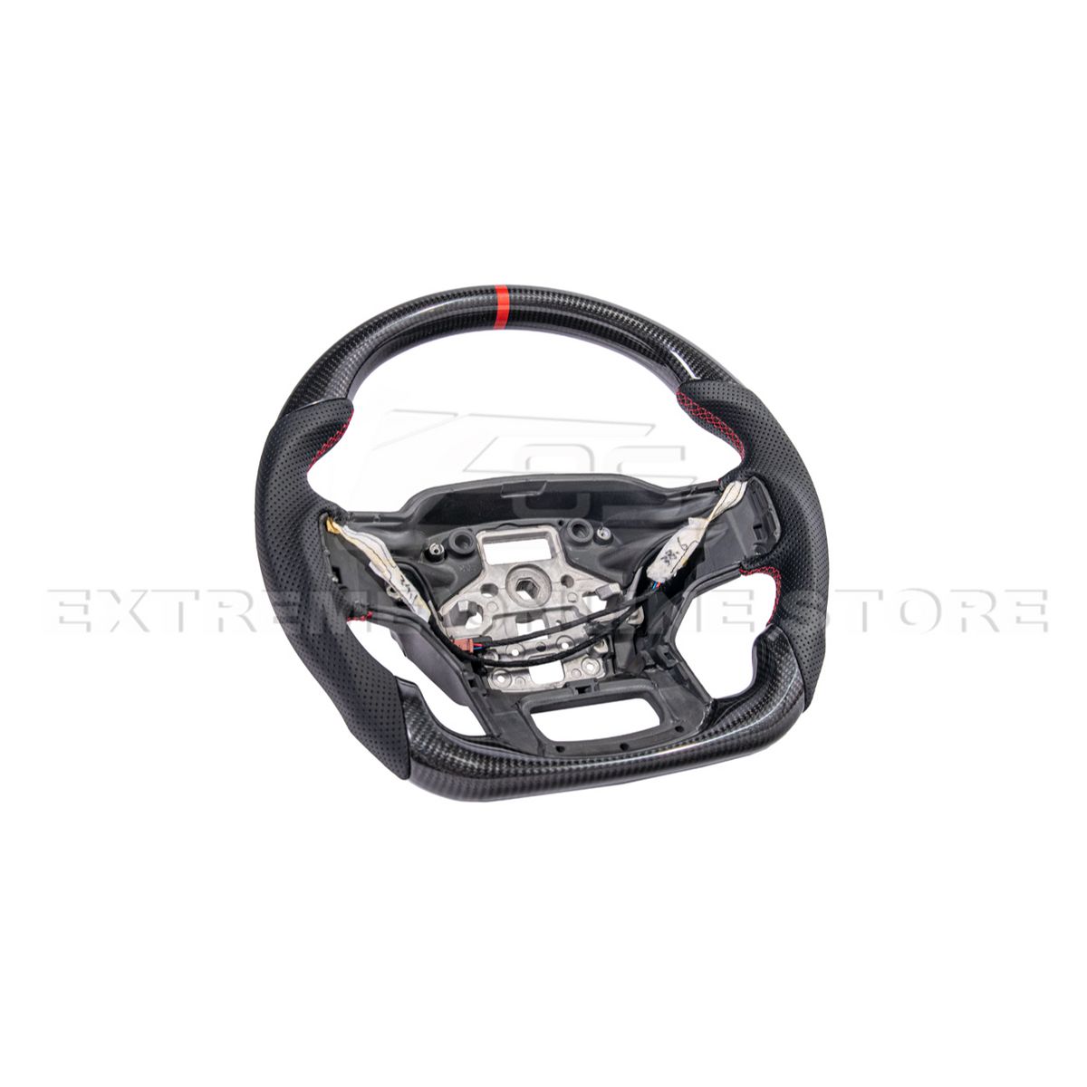 2021-Up Ford F-150 CARBON FIBER Perforated Leather Red Stripe Steering Wheel image 4