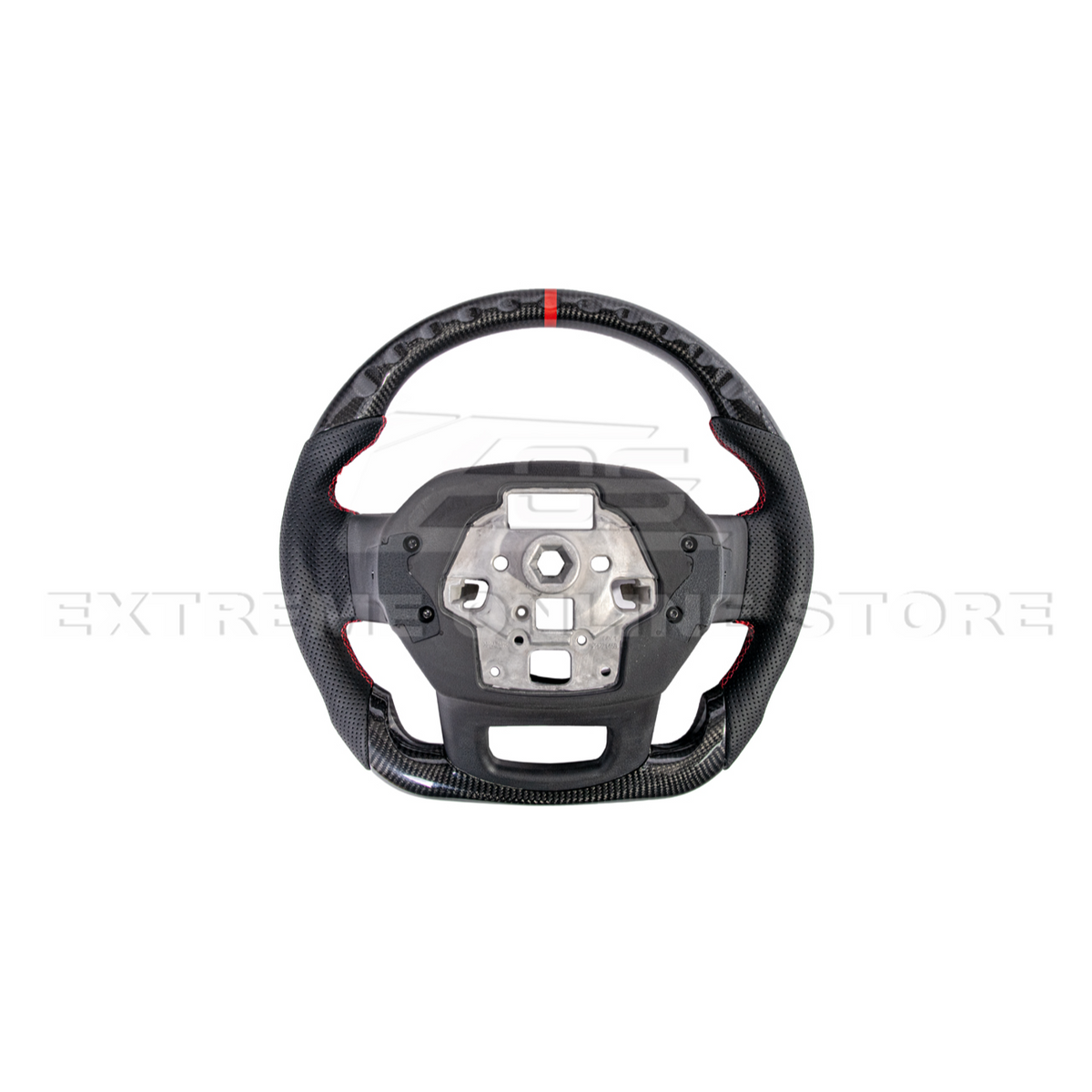 2021-Up Ford F-150 CARBON FIBER Perforated Leather Red Stripe Steering Wheel image 13