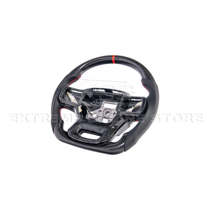 2021-Up Ford F-150 CARBON FIBER Perforated Leather Red Stripe Steering Wheel image 14
