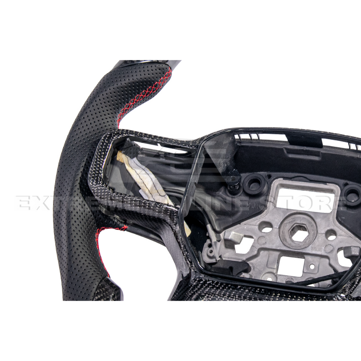 2021-Up Ford F-150 CARBON FIBER Perforated Leather Red Stripe Steering Wheel image 19