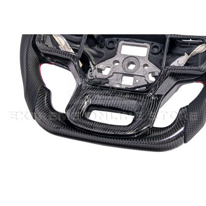 2021-Up Ford F-150 CARBON FIBER Perforated Leather Red Stripe Steering Wheel image 20