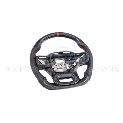 2021-Up Ford F-150 CARBON FIBER Perforated Leather Red Stripe Steering Wheel image 15