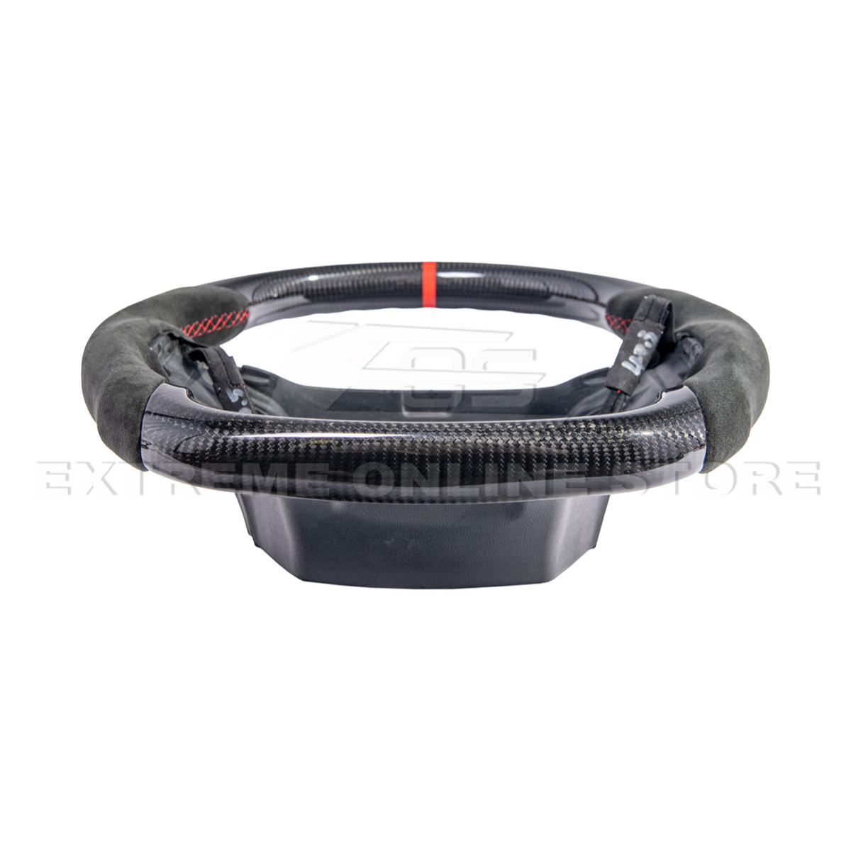 2021-Up Ford F-150 CARBON FIBER Alcantara Leather Red Stripe Steering Wheel image 7