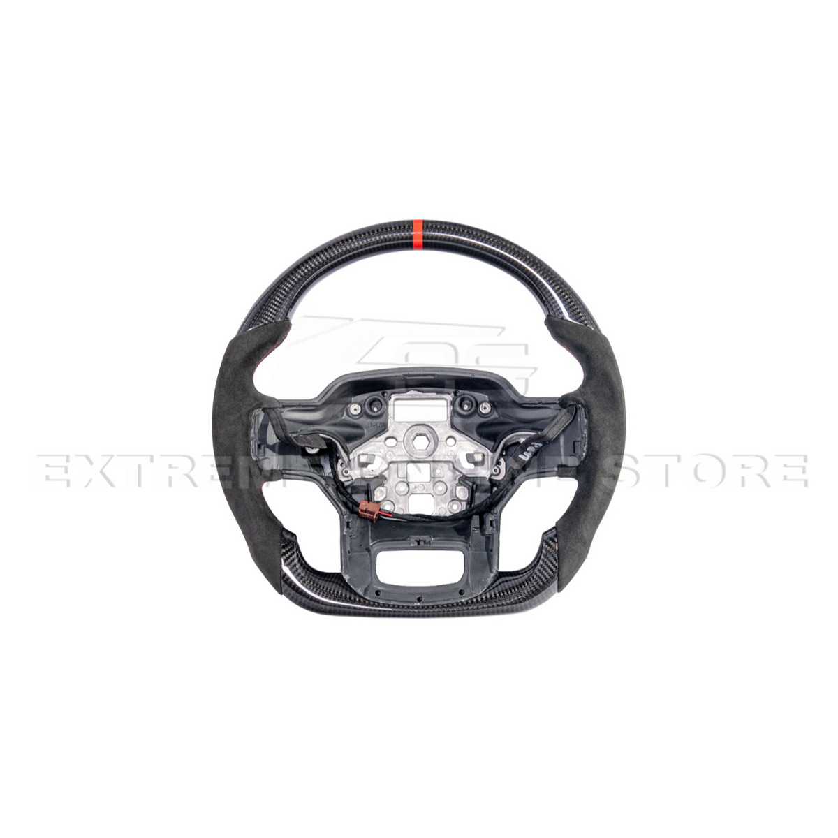 2021-Up Ford F-150 CARBON FIBER Alcantara Leather Red Stripe Steering Wheel image 3