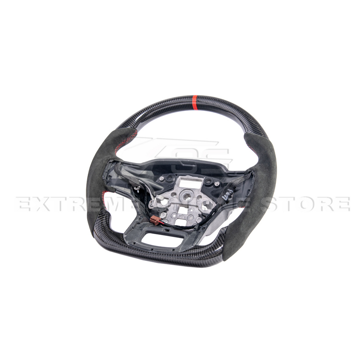 2021-Up Ford F-150 CARBON FIBER Alcantara Leather Red Stripe Steering Wheel image 4