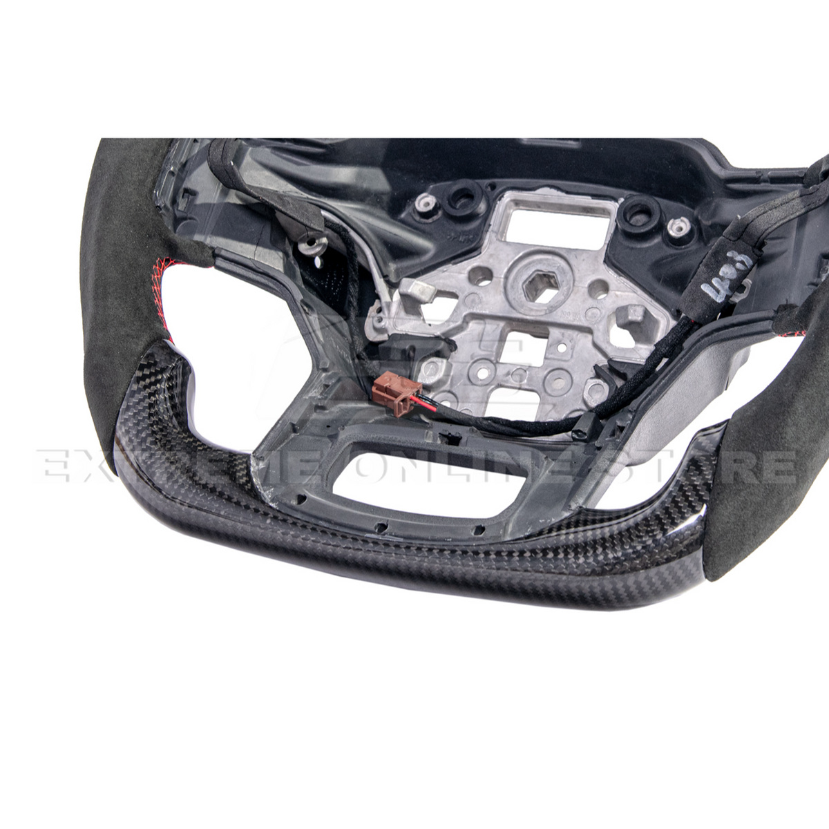 2021-Up Ford F-150 CARBON FIBER Alcantara Leather Red Stripe Steering Wheel image 11