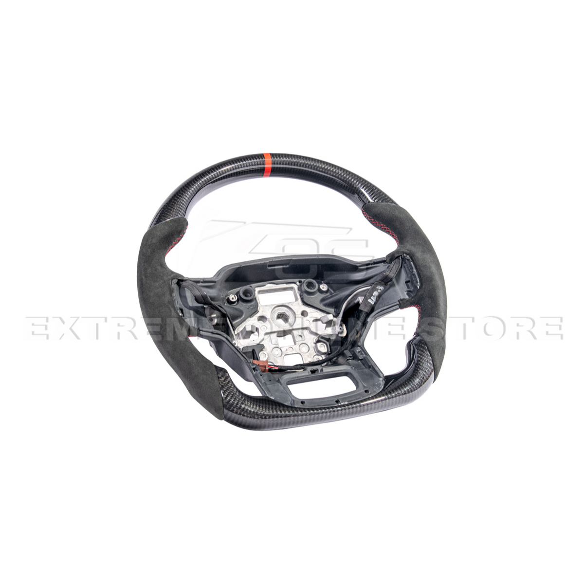 2021-Up Ford F-150 CARBON FIBER Alcantara Leather Red Stripe Steering Wheel image 5