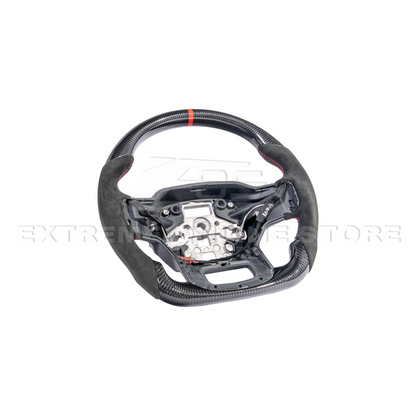 2021-Up Ford F-150 CARBON FIBER Alcantara Leather Red Stripe Steering Wheel image 5