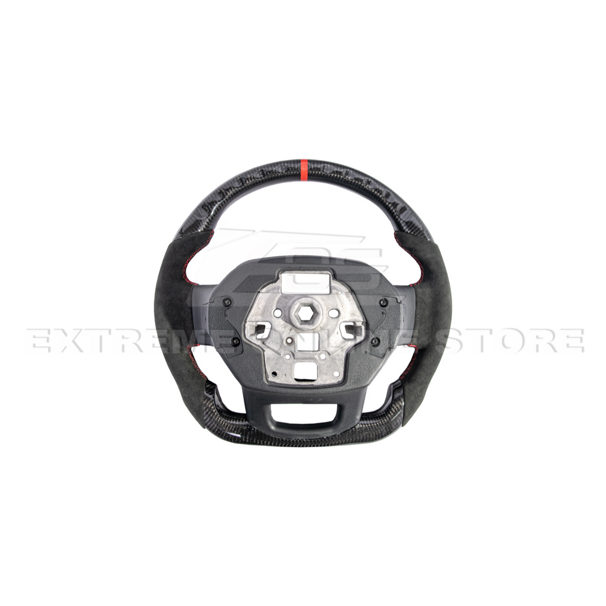 2021-Up Ford F-150 CARBON FIBER Alcantara Leather Red Stripe Steering Wheel image 13