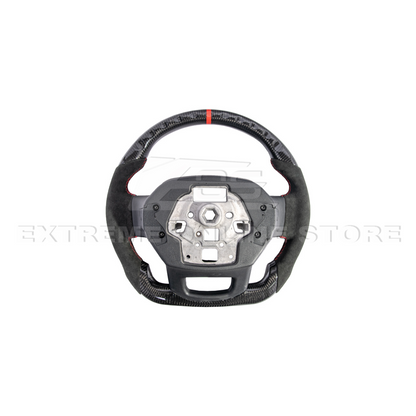 2021-Up Ford F-150 CARBON FIBER Alcantara Leather Red Stripe Steering Wheel image 13