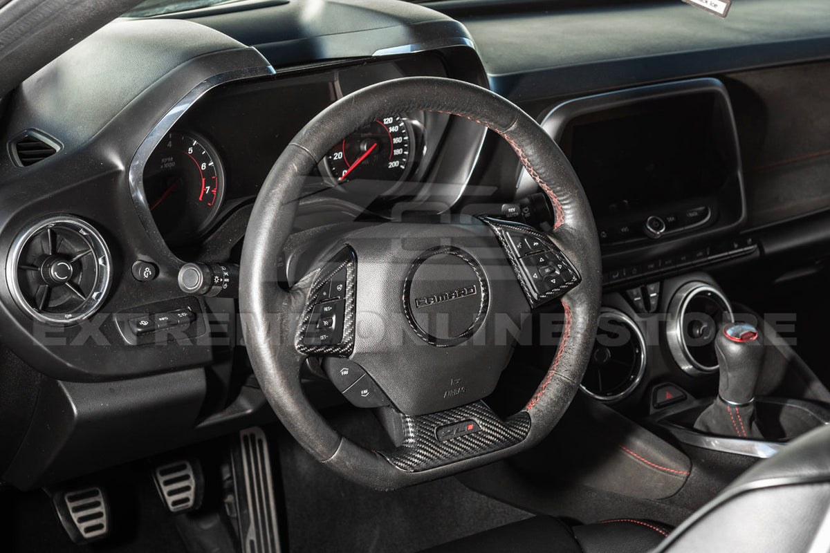 2019-24 Camaro Dry Carbon Fiber Steering Wheel Trim Cover image 4