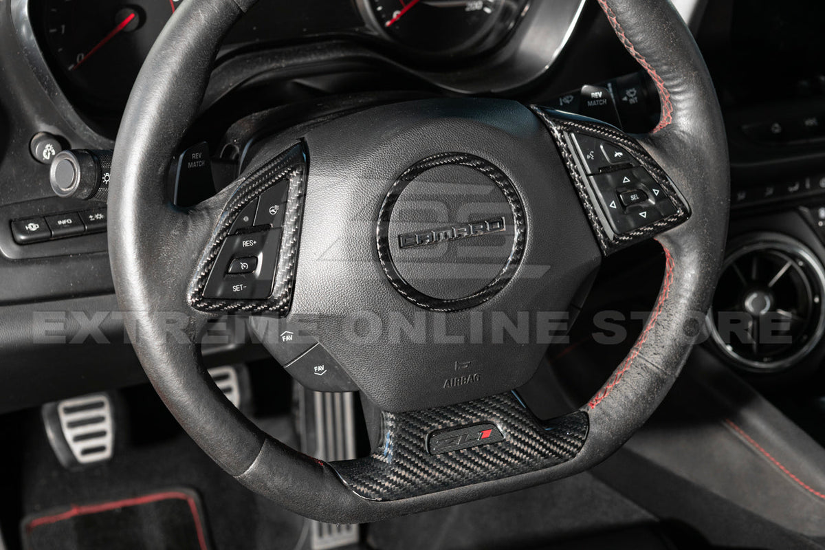 2019-24 Camaro Dry Carbon Fiber Steering Wheel Trim Cover image 5