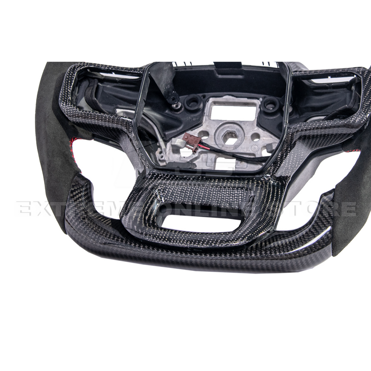 2021-Up Ford F-150 CARBON FIBER Alcantara Leather Red Stripe Steering Wheel image 20