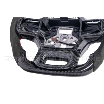 2021-Up Ford F-150 CARBON FIBER Alcantara Leather Red Stripe Steering Wheel image 20