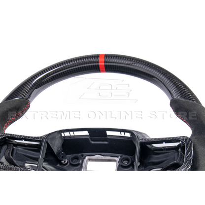 2021-Up Ford F-150 CARBON FIBER Alcantara Leather Red Stripe Steering Wheel image 18