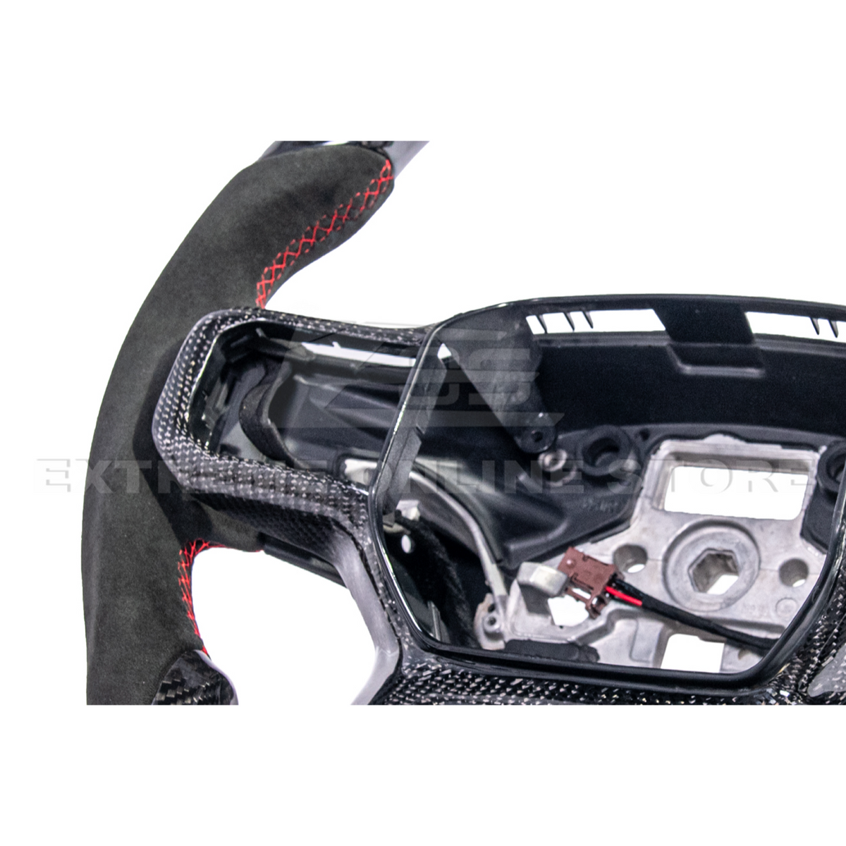 2021-Up Ford F-150 CARBON FIBER Alcantara Leather Red Stripe Steering Wheel image 19