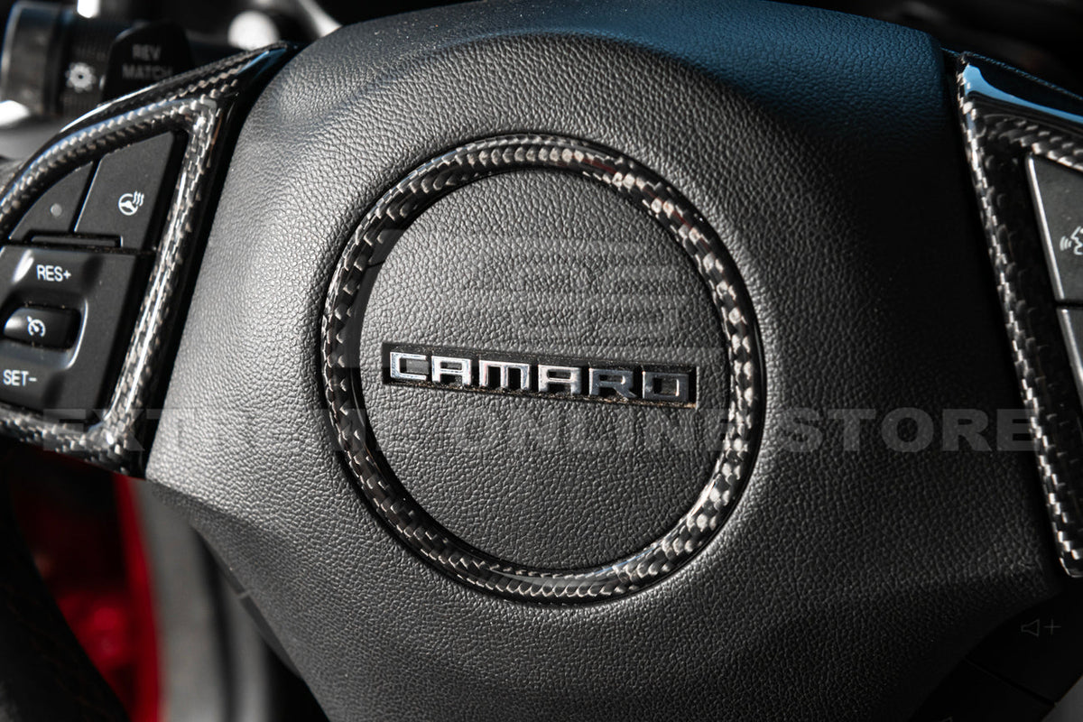 2019-24 Camaro Dry Carbon Fiber Steering Wheel Trim Cover image 6