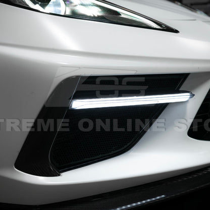 2020-Up Corvette C8 DRY CARBON FIBER Sequential LED DRL Light Bar Bezel Insert image 27
