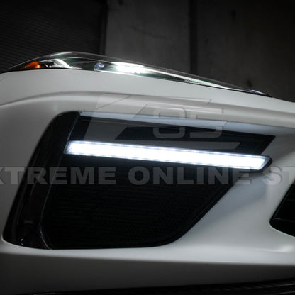 2020-Up Corvette C8 DRY CARBON FIBER Sequential LED DRL Light Bar Bezel Insert image 30