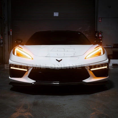 2020-Up Corvette C8 DRY CARBON FIBER Sequential LED DRL Light Bar Bezel Insert image 26