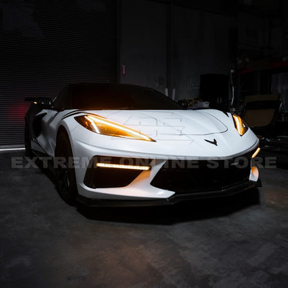 2020-Up Corvette C8 DRY CARBON FIBER Sequential LED DRL Light Bar Bezel Insert image 25