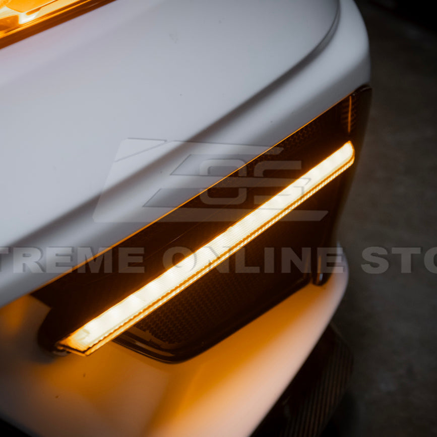 2020-Up Corvette C8 DRY CARBON FIBER Sequential LED DRL Light Bar Bezel Insert image 33